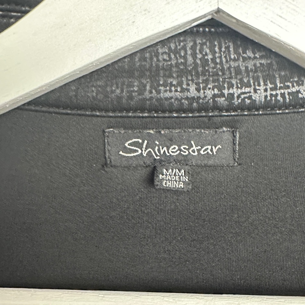 Shinestar Black Textured Jacket Leather Look- Soft Fabric Feel - Picture 2 of 10